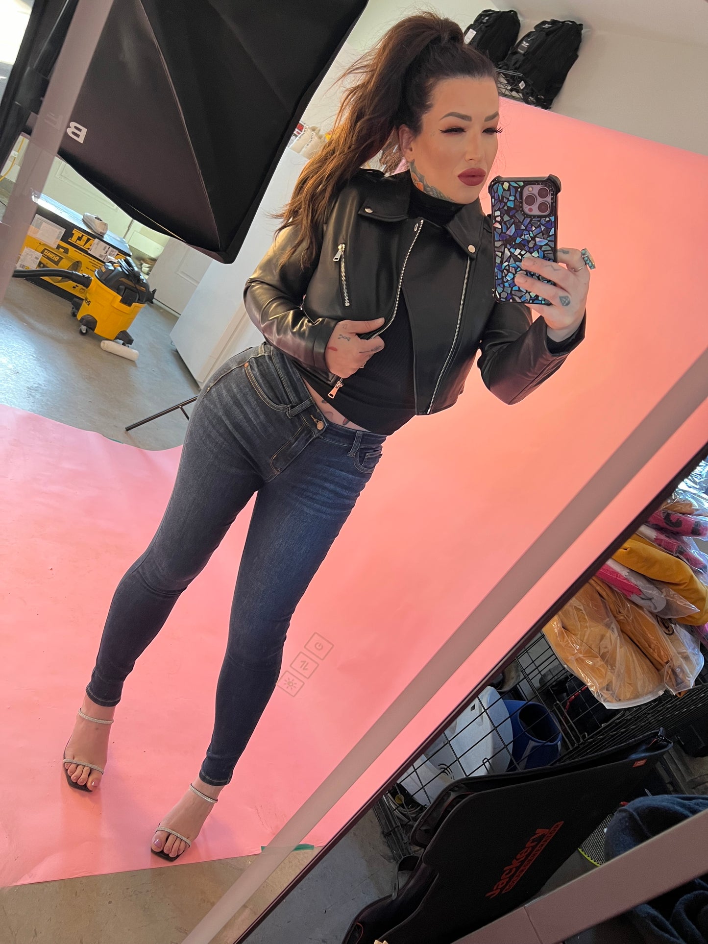 Cool Kid Pleather Cropped Moto Jacket