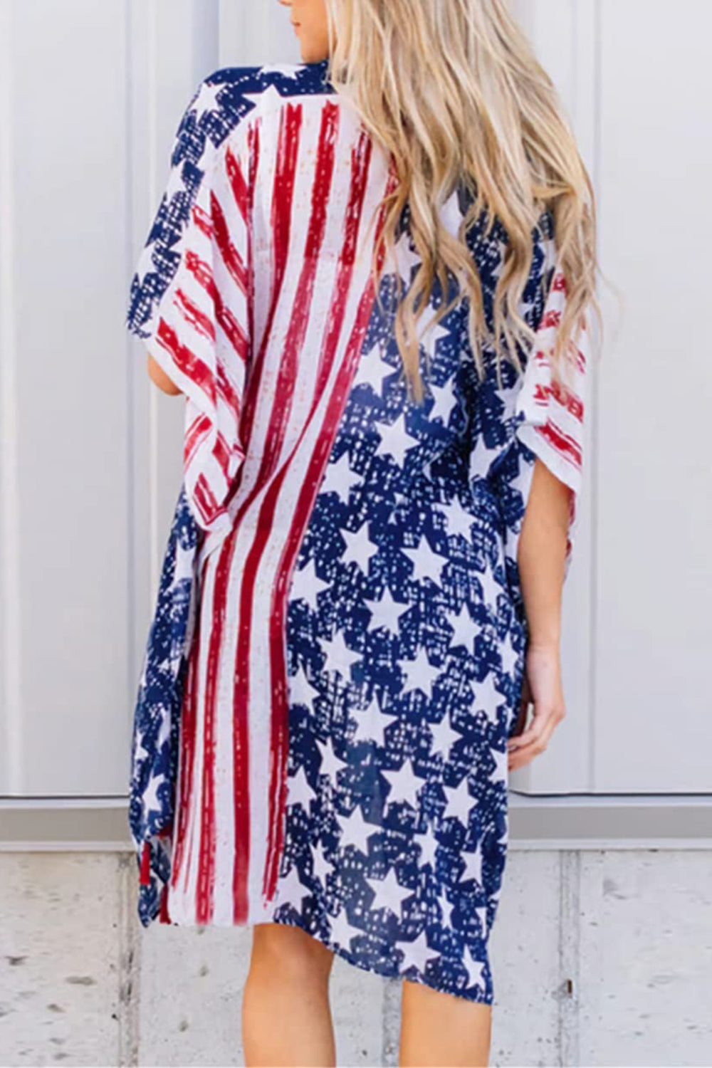 (S-3X) Land Of Liberty Full Size Star & Stripes Open Front Cover Up