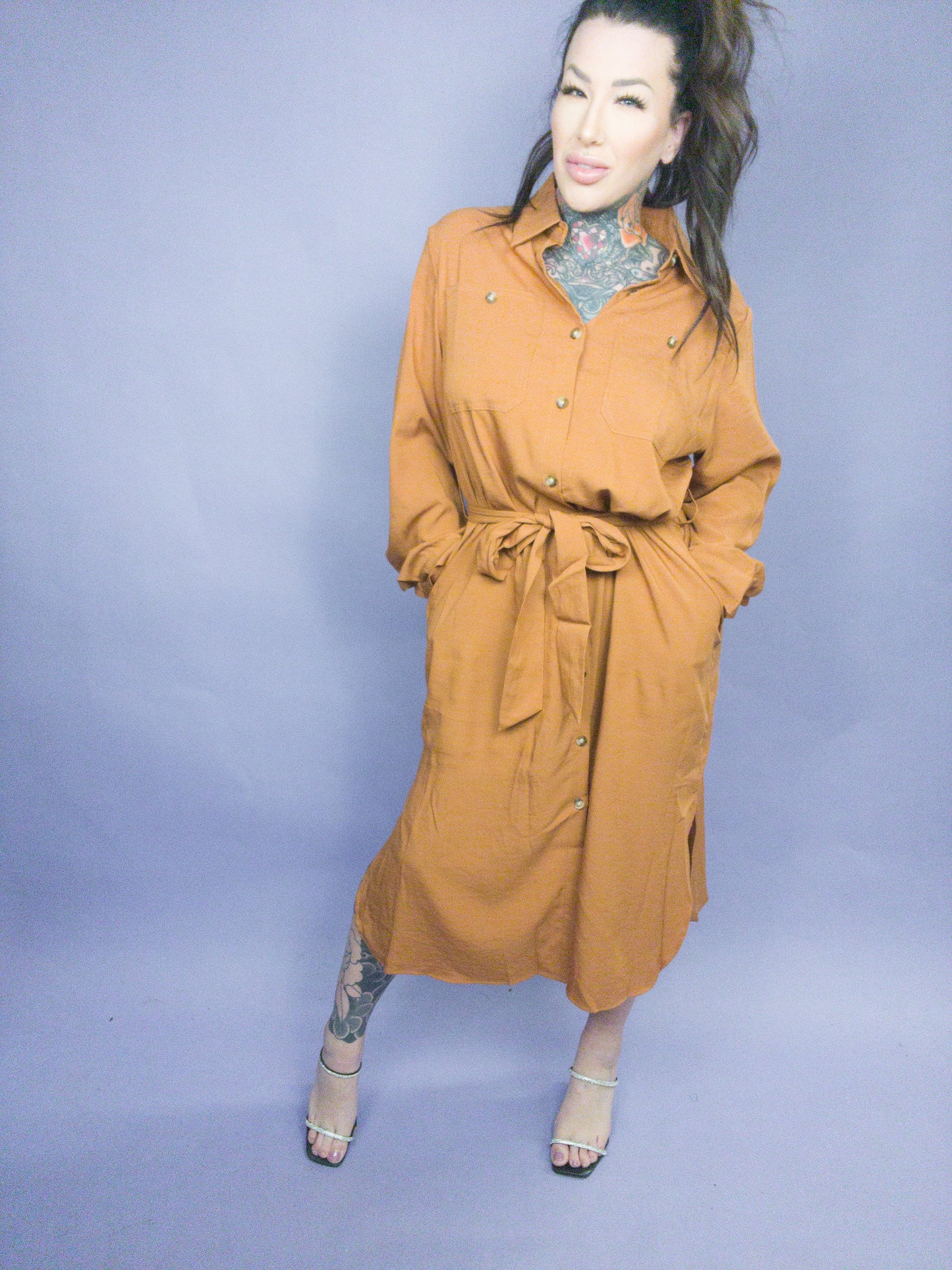 CURVY Jade By Jane - Button Down Shirt Long Dress