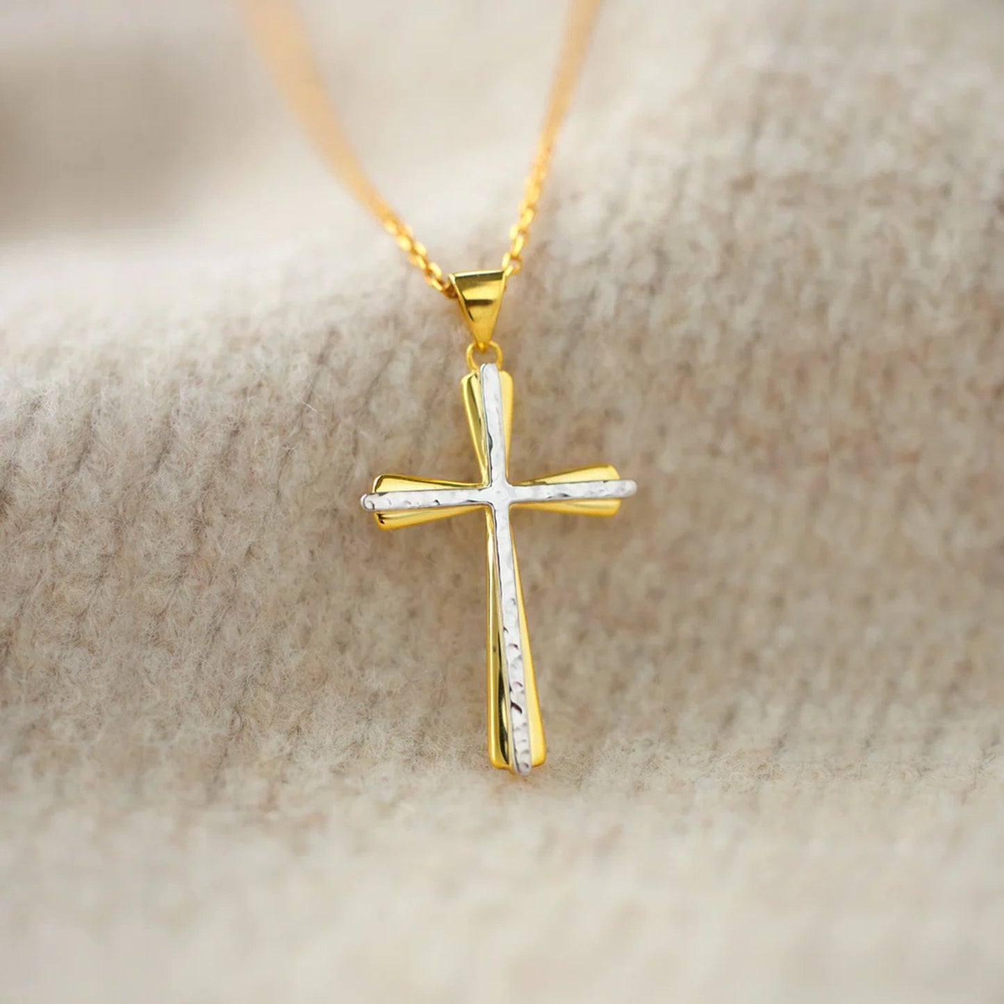 Christ Is My Firm Foundation 925 Sterling Silver Cross Pendant Necklace - BP