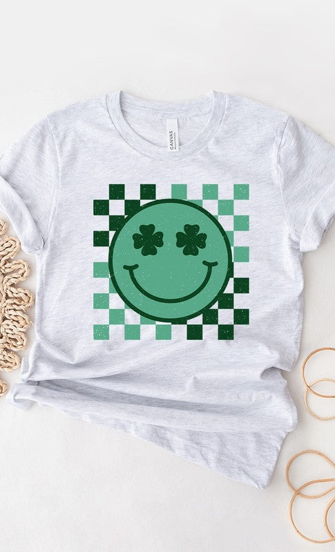 CURVY - Checker Clover Smiley St Patrick PLUS Graphic Tee (MULTIPLE COLORS) - BP