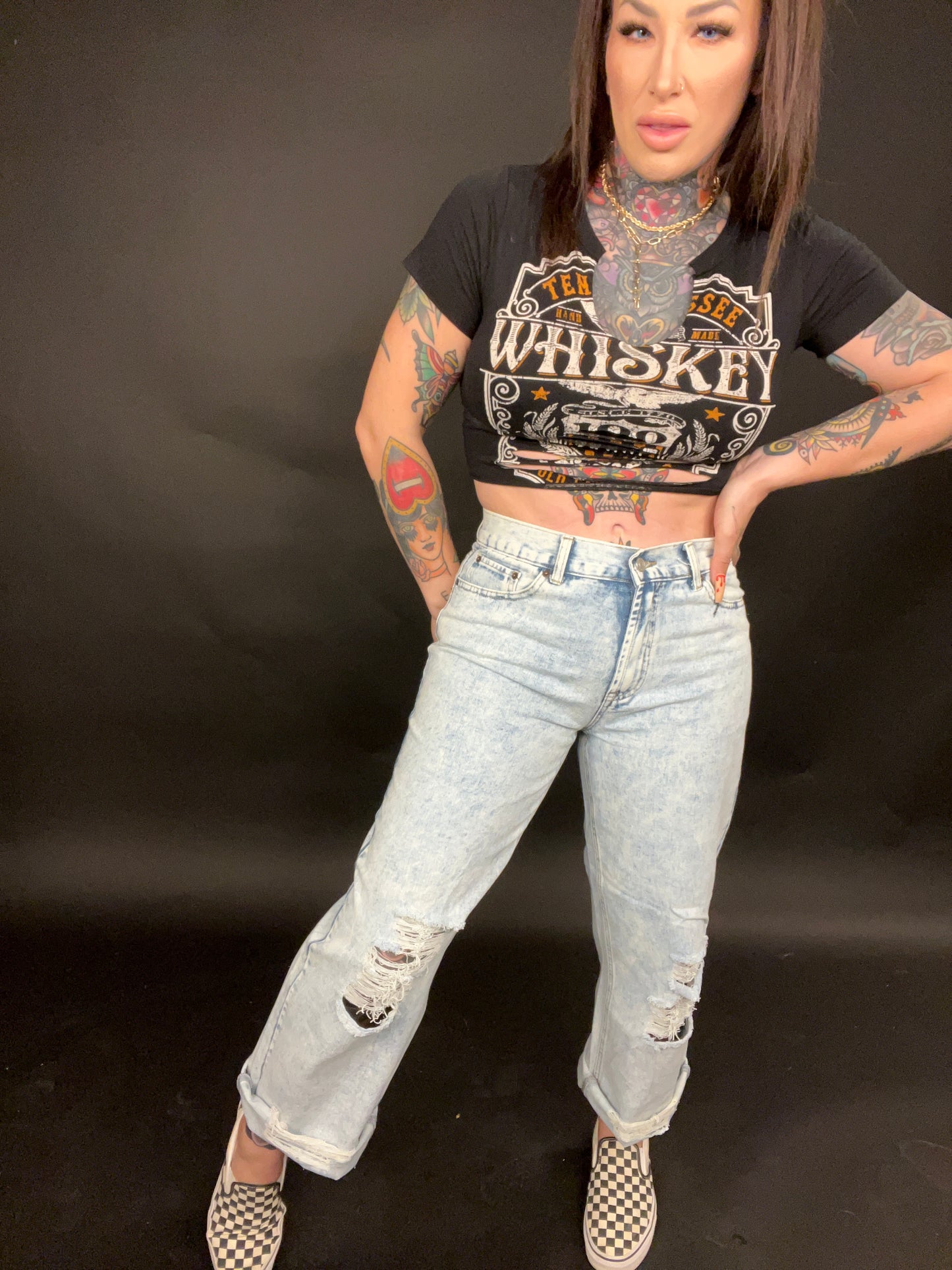 See Ya Later Girl Wide Leg Distressed Skater Jeans (Sizes 1-13)