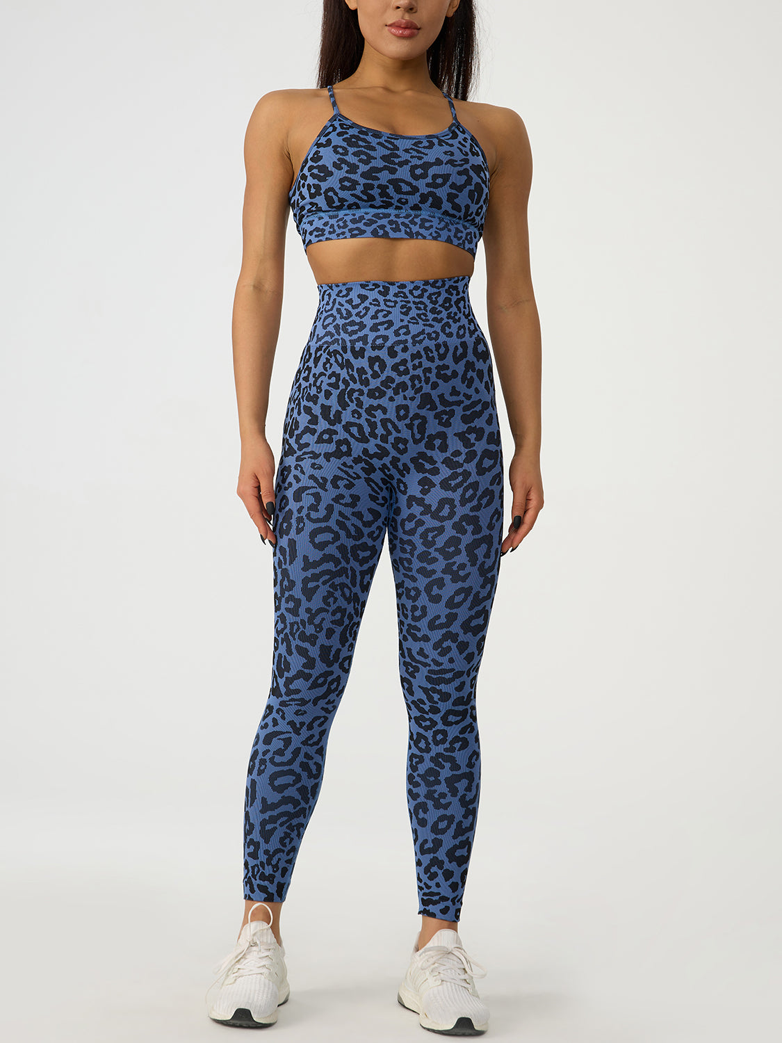 Prowlin For Gains Leopard Crisscross Top and Leggings Active Set (Multiple Colors)