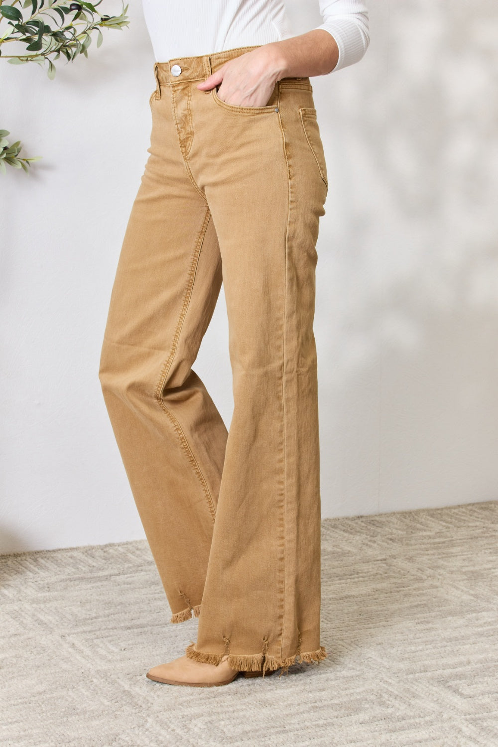 (0-3X) Bettie Fringe Hem Wide Leg Jeans (Risen) - BP