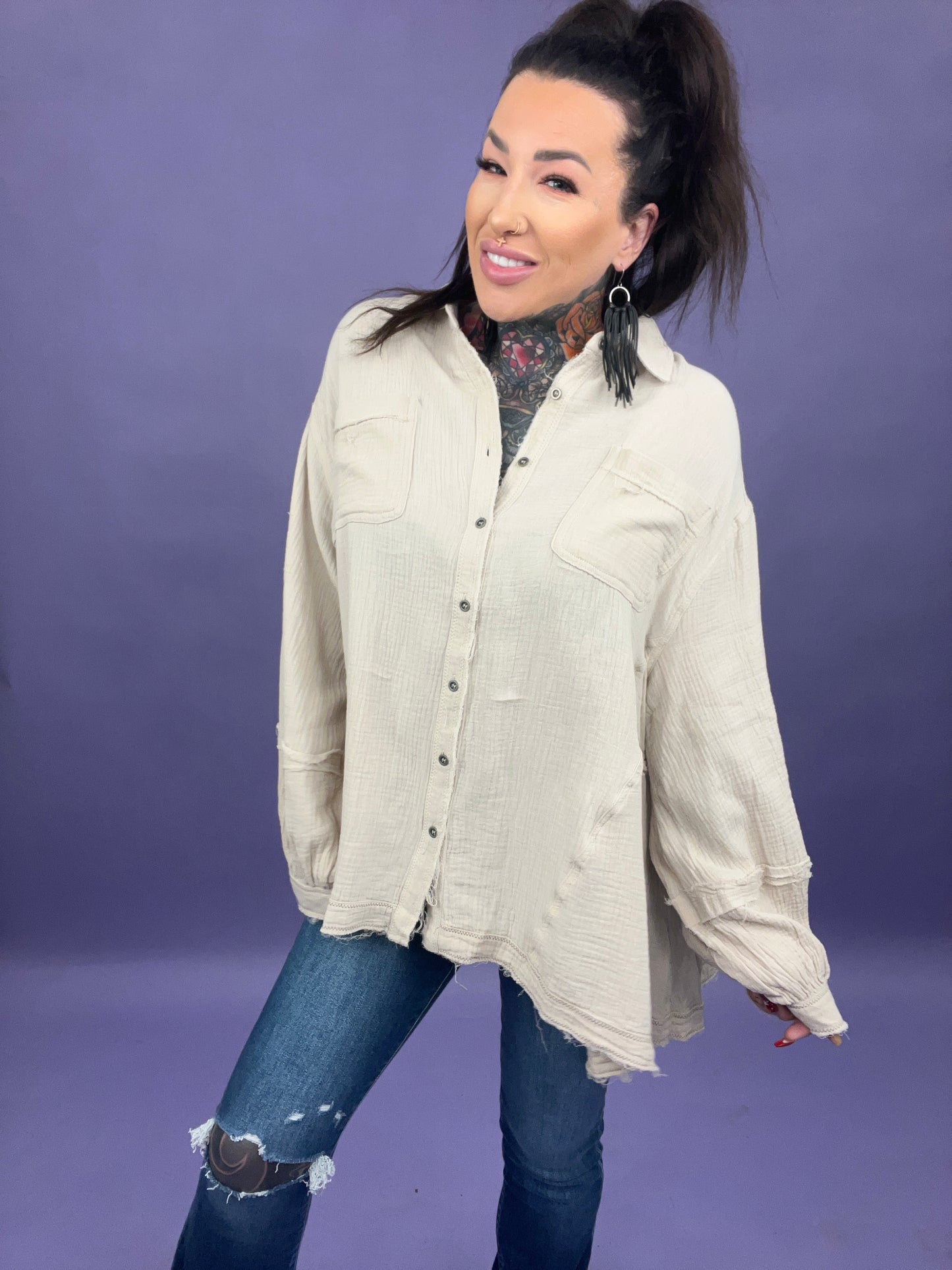 REG Jade By Jane - LIGHTWEIGHT BUTTON DOWN FLOWY SHIRTS