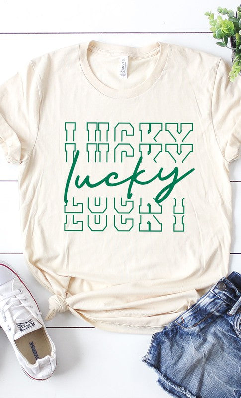 CURVY - Vintage Lucky Graphic Tee PLUS (MULTIPLE COLORS) - BP