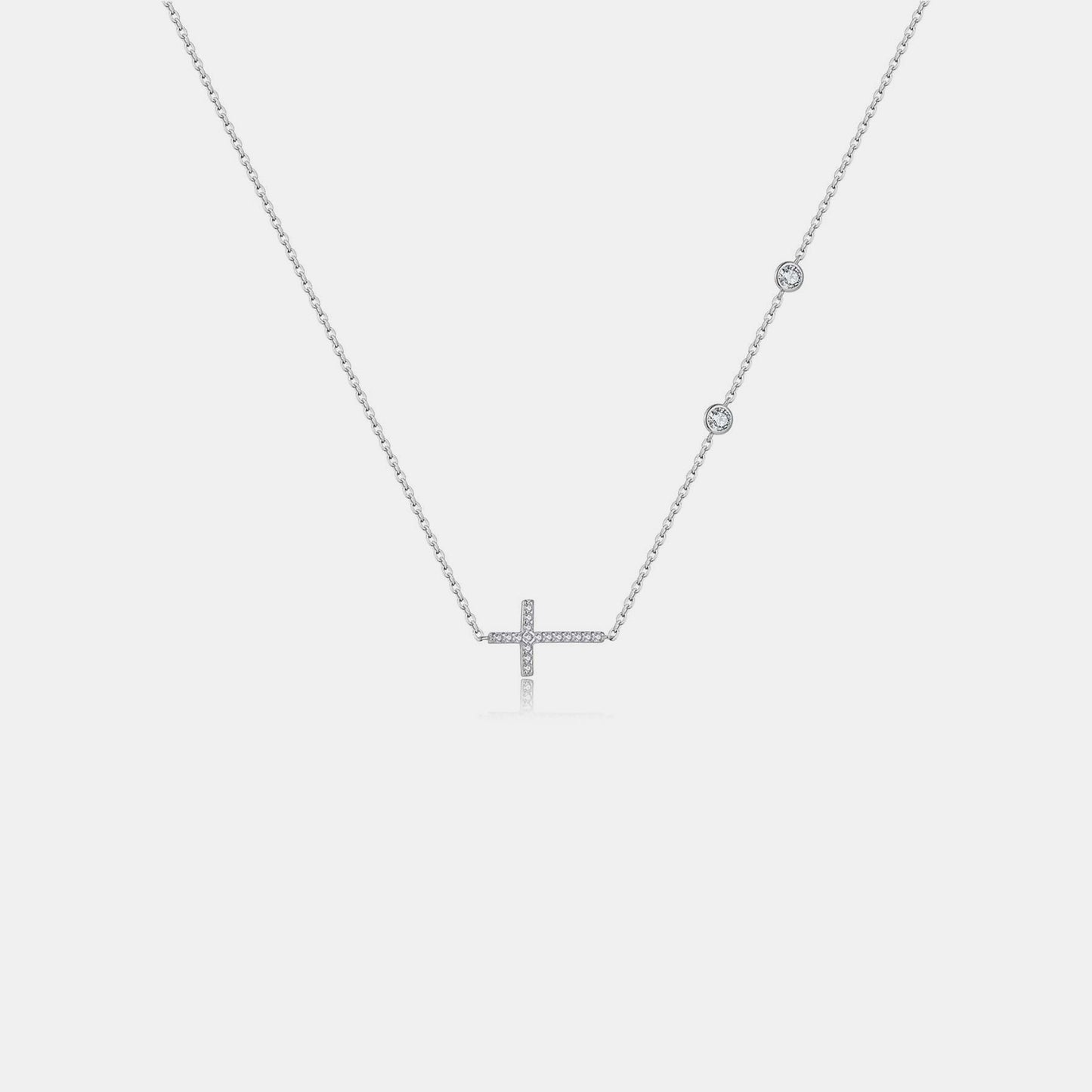 The Mary Zircon 925 Sterling Silver Cross Necklace (Multiple Finishes) - BP