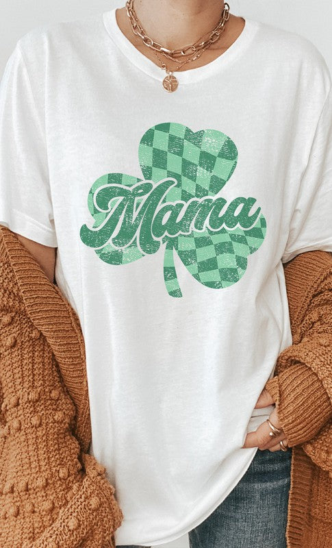 CURVY - Checkered Mama Shamrock PLUS SIZE Graphic Tee (MULTIPLE COLORS) - BP