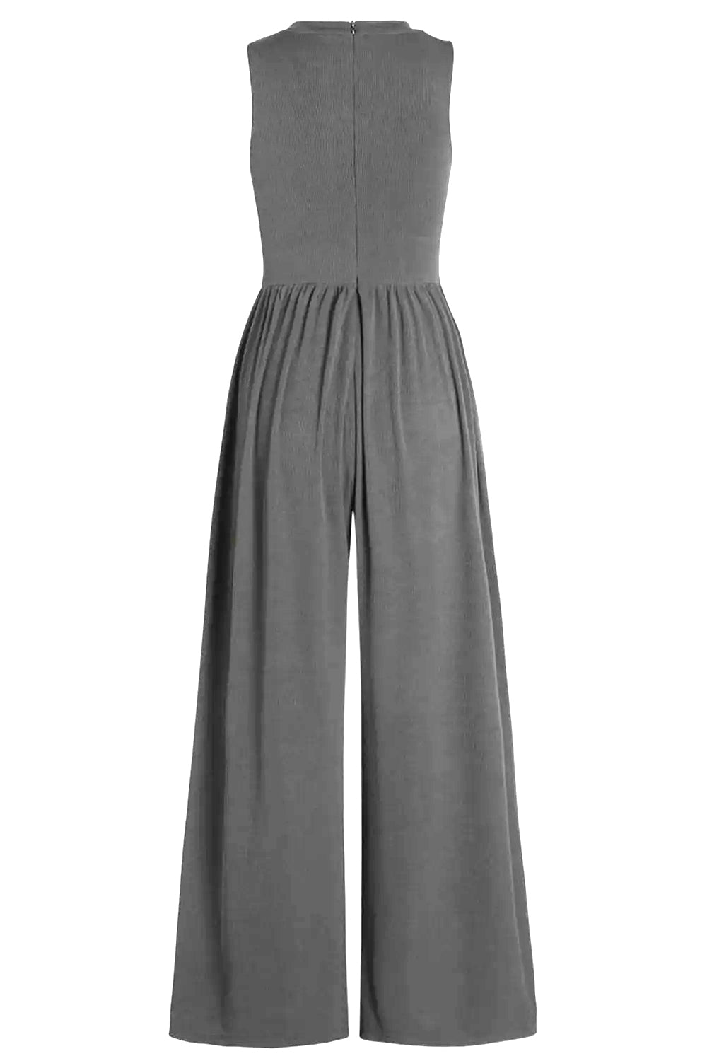 Waiting In Patience Round Neck Sleeveless Jumpsuit with Pockets - BP