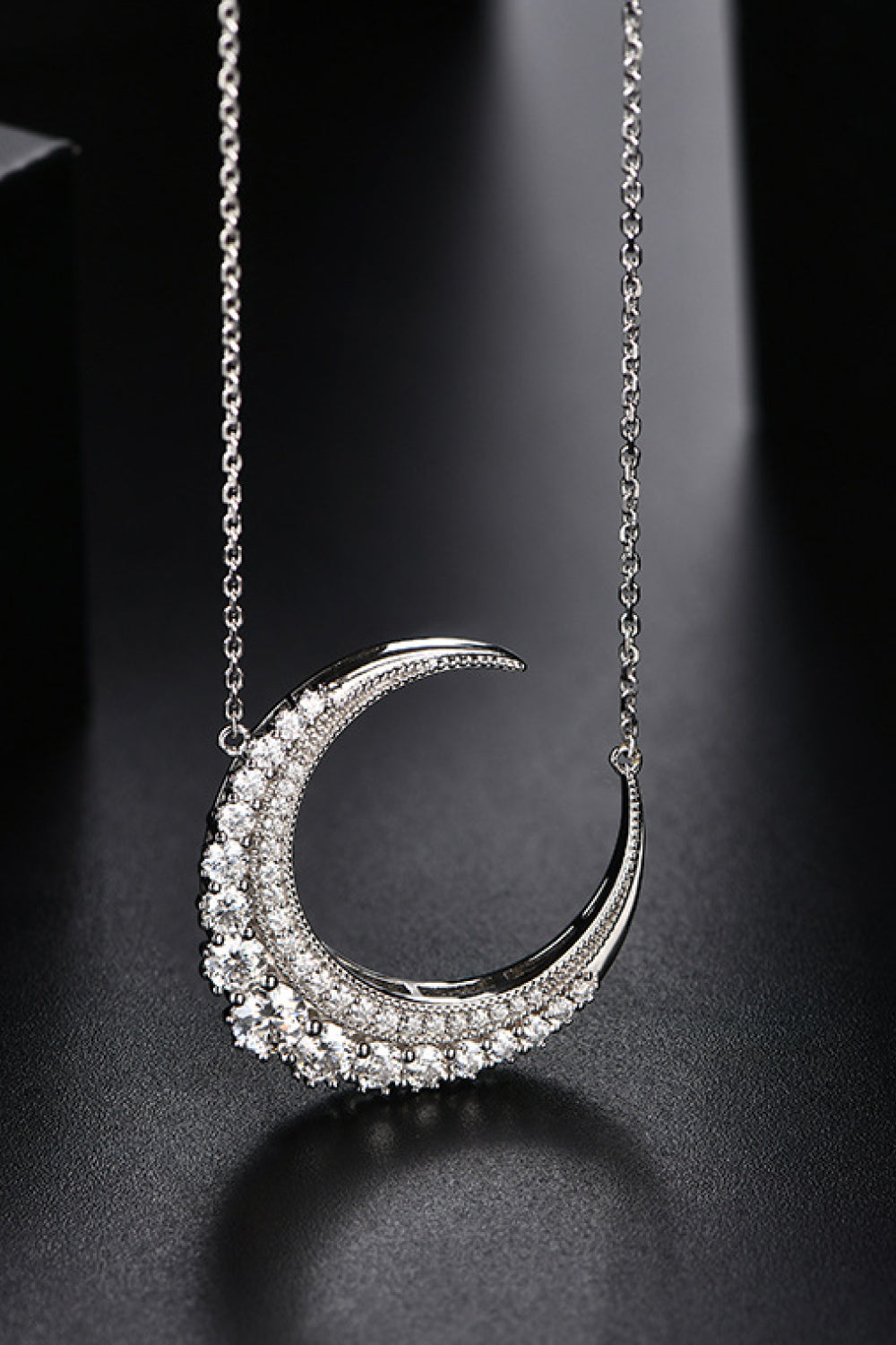 Peace Within 1.8 Carat Moissanite Crescent Moon Shape Pendant Necklace - BP