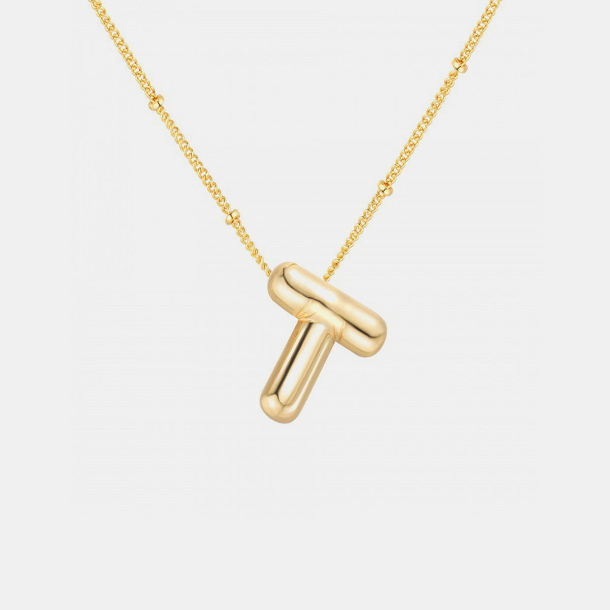 (T-Z) What’s My Name Gold-Plated Bubble Initial Necklace