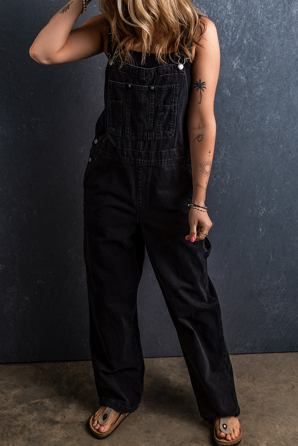 Control Freak Pocketed Straight Denim Overalls - BP