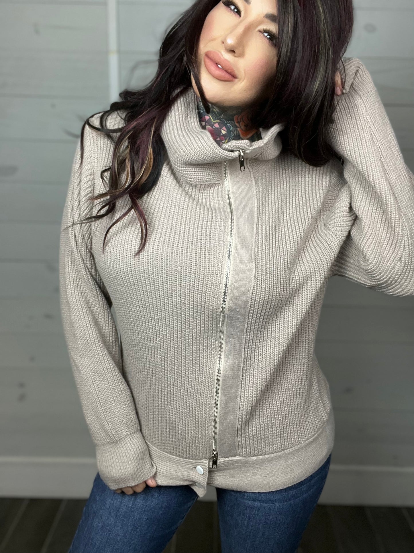 Warm With You Front Zip Sweater