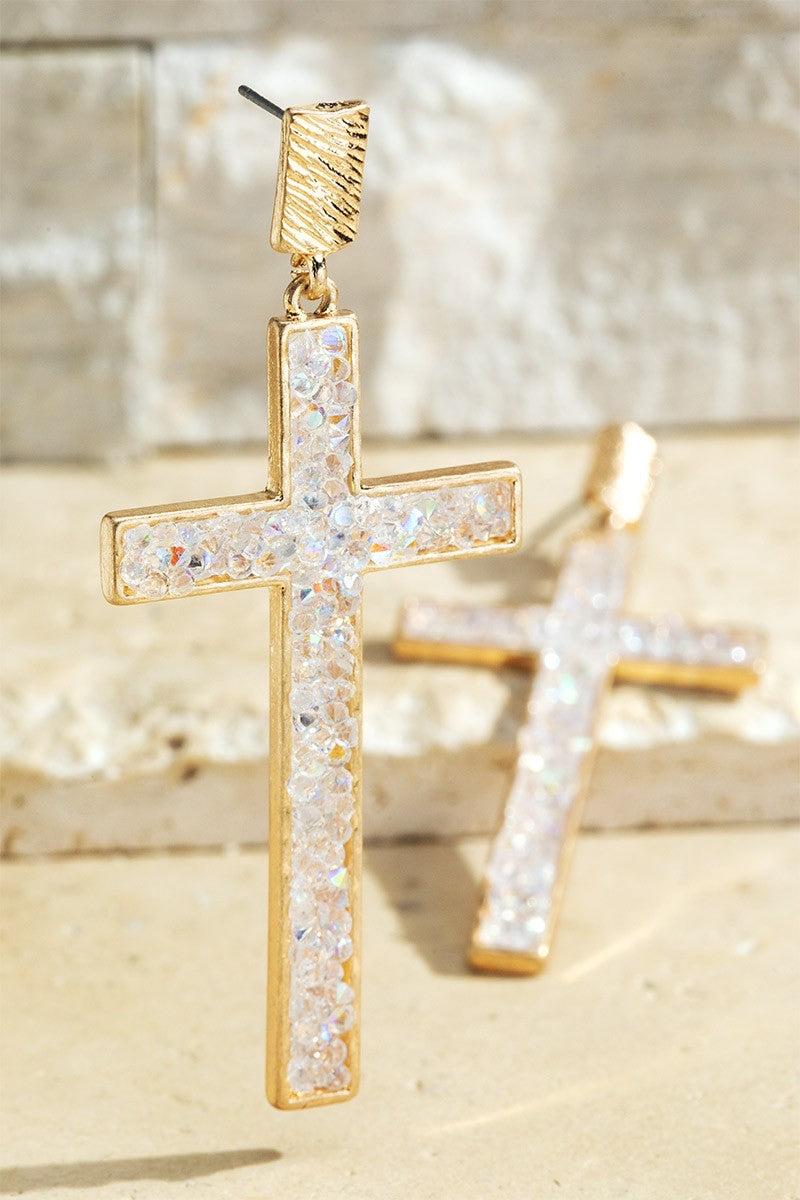 Chosen Resin Stone Cross Earrings