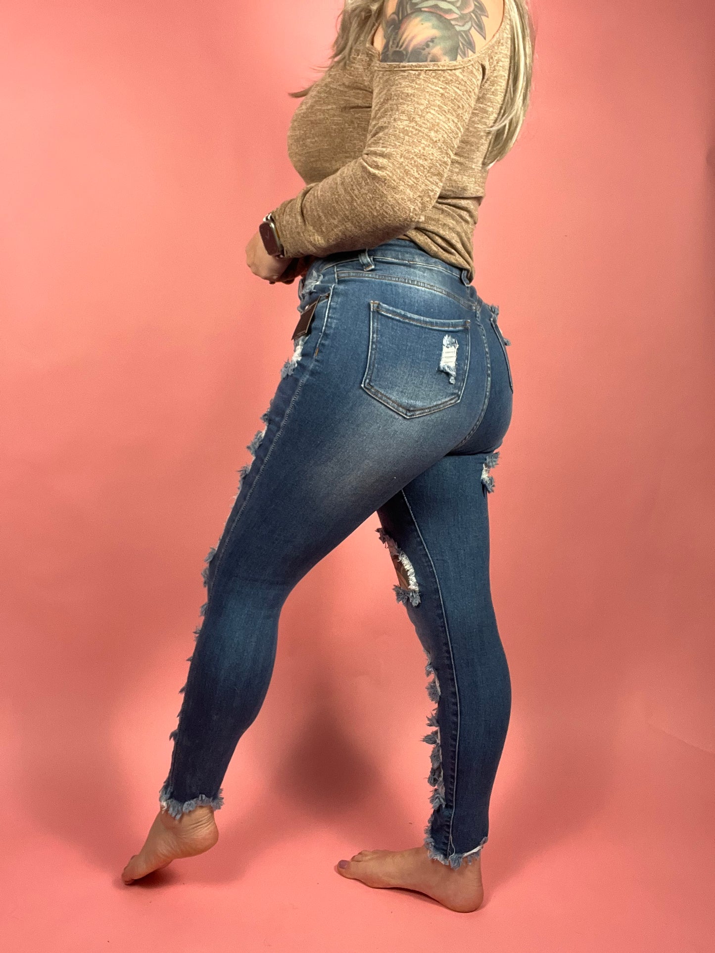 Talk Back Curvy/Reg High Rise Skinny Denim Jeans