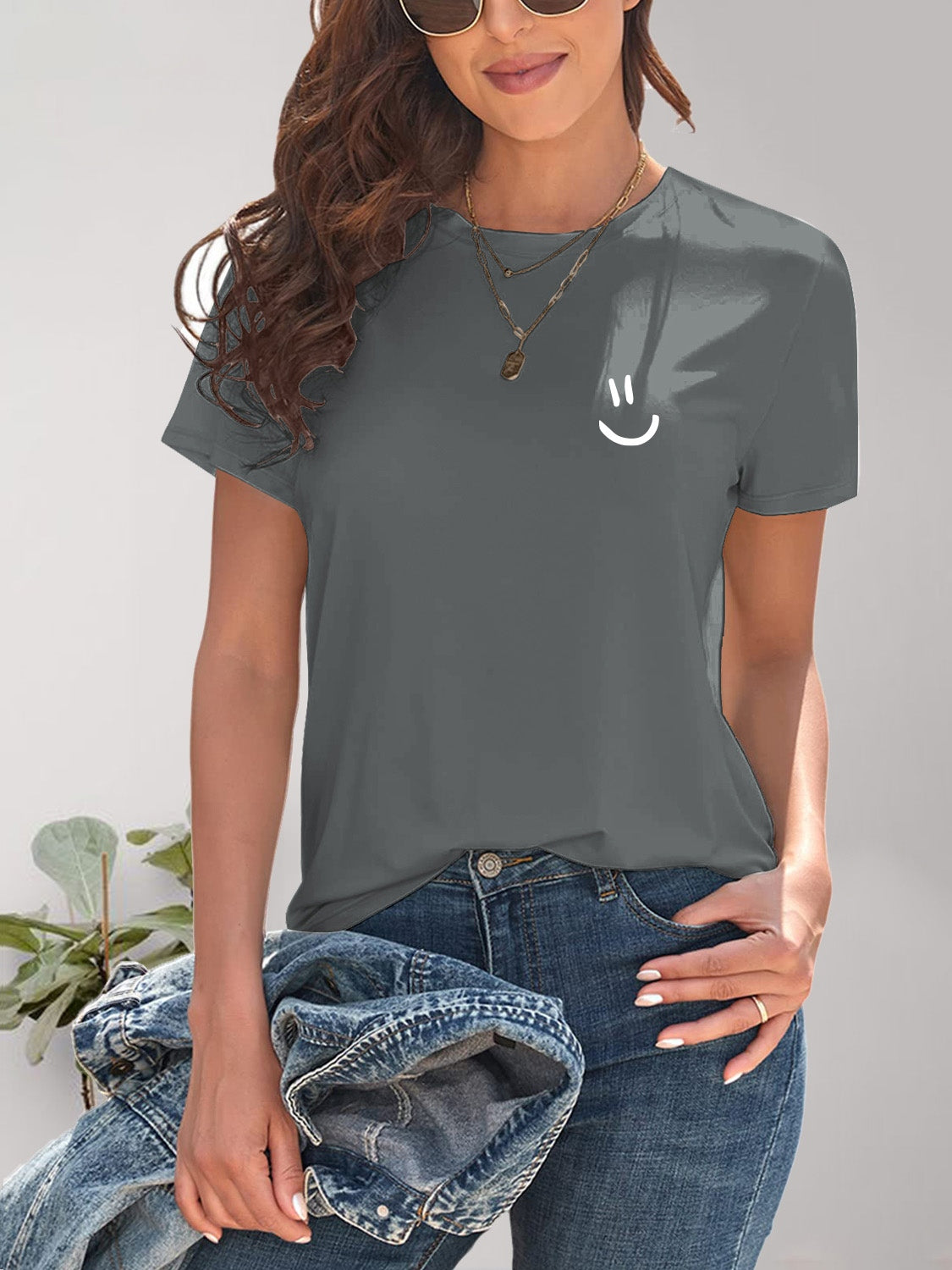 (S-2X) Smile On Purpose Graphic Round Neck Short Sleeve T-Shirt (Multiple Colors) - BP