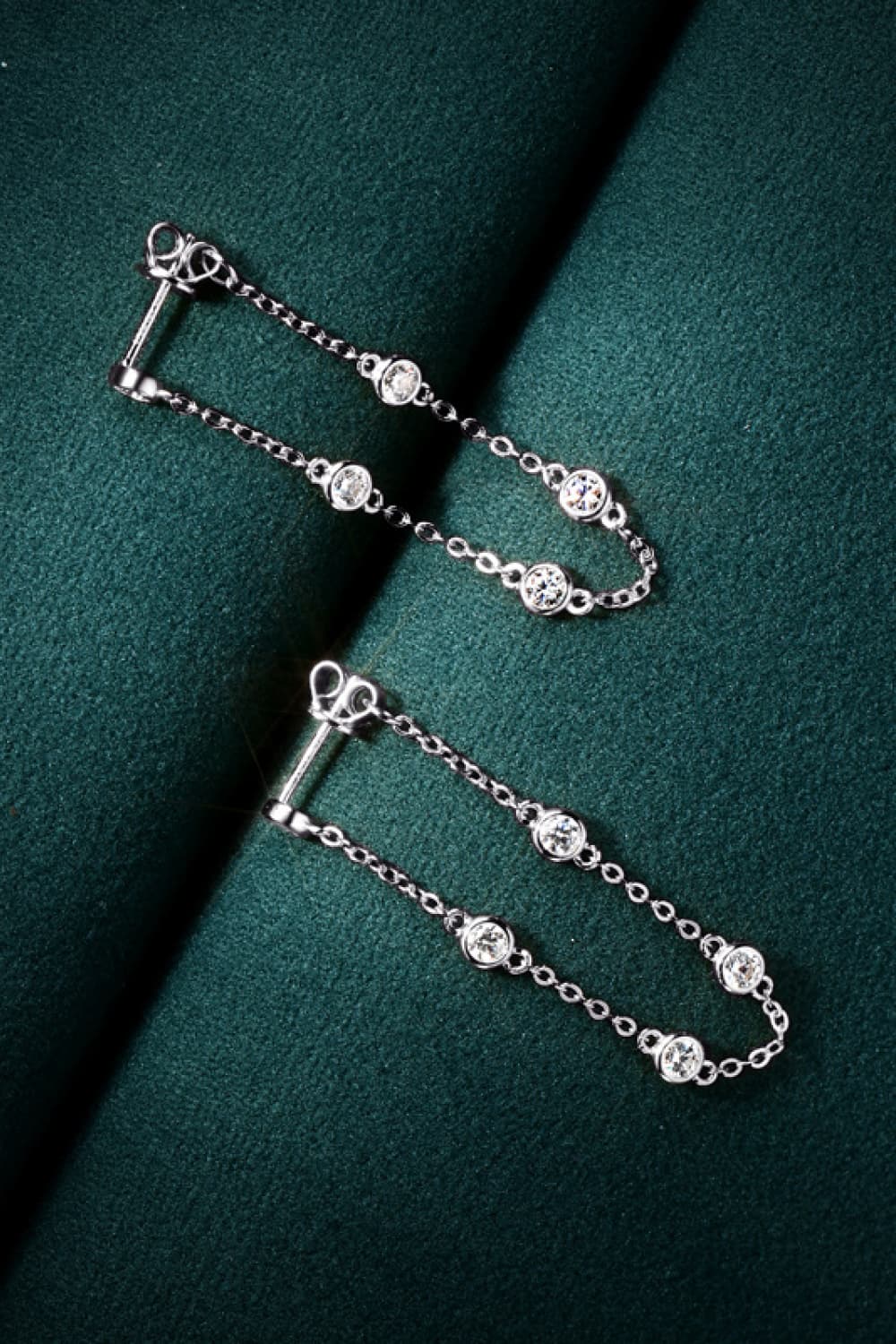 Arabian Nights 1 Carat Moissanite 925 Sterling Silver Chain Earrings - BP