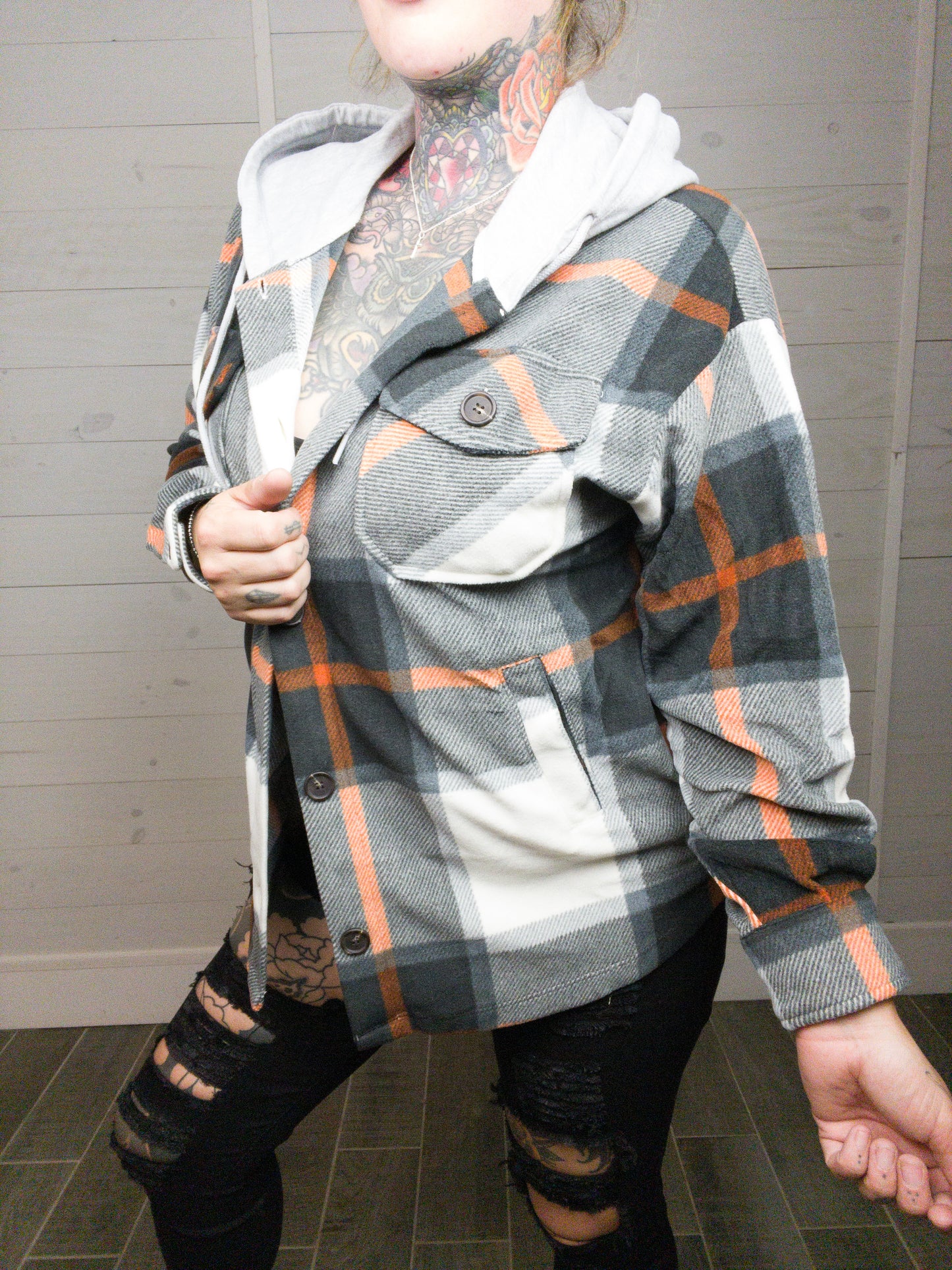 Constant Chaos Hooded Flannel Shacket (Multiple Color Options)