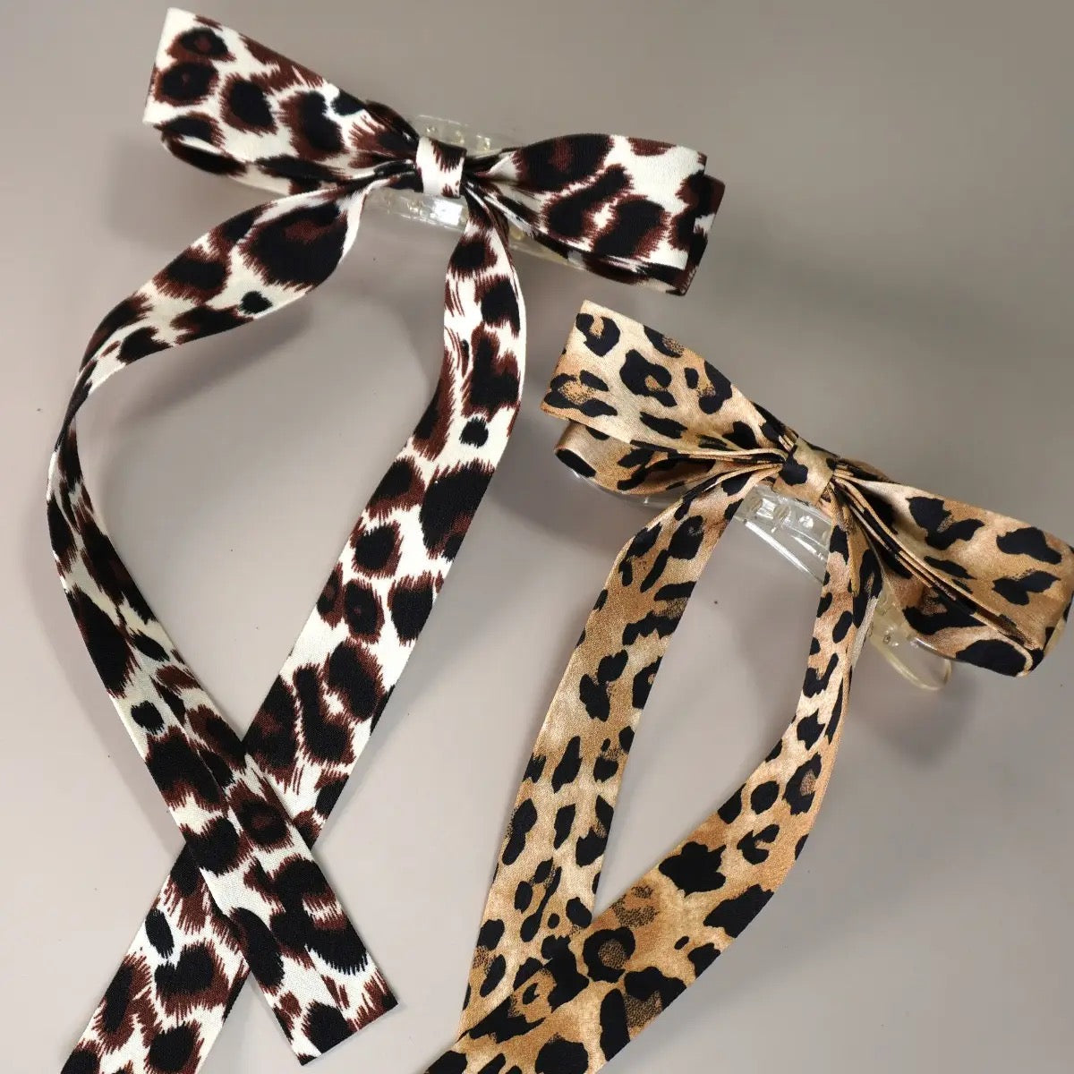 Leopard Print Bow Pin Hair Clips