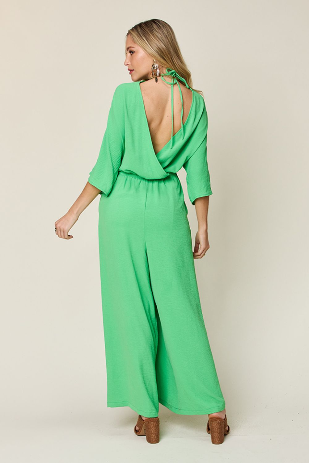 (S-3X) Stop & Stare Half Sleeve Wide Leg Jumpsuit (Double Take/Multiple Colors) - BP