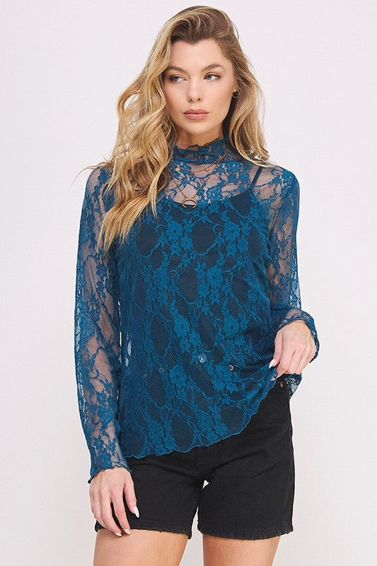 Curvy Mesh Floral print top (Multiple Colors) - BP