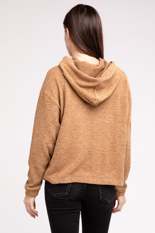 Zenana Hooded Brushed Melange Hacci Sweater (Multiple Colors) - BP