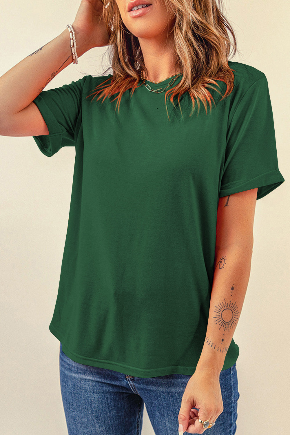 (S-2X) Basic Bishes Round Neck Short Sleeve T-Shirt (Multiple Colors)