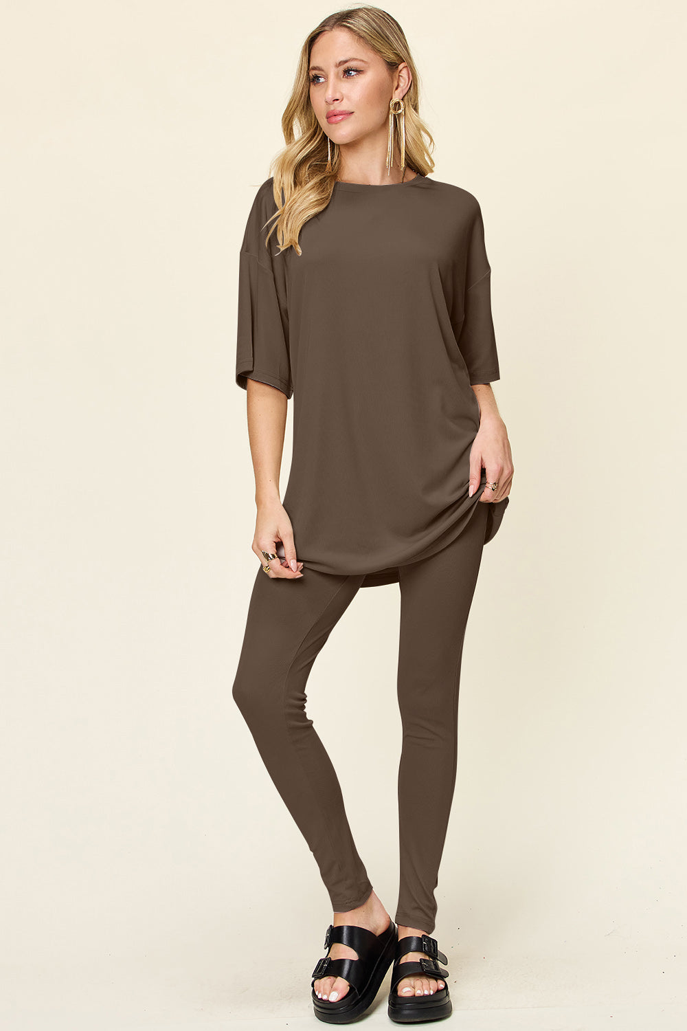 Grab Me Starbees Round Neck Dropped Shoulder T-Shirt and Leggings Set (Multiple Colors) - BP