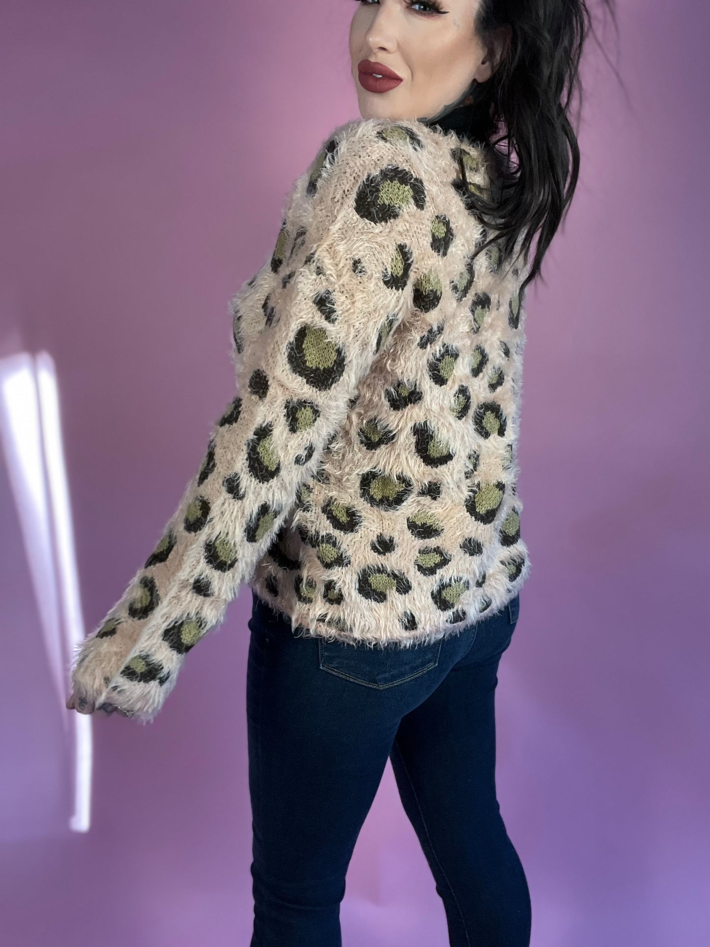 Simple Comforts Eyelash Texture Animal Print Sweater