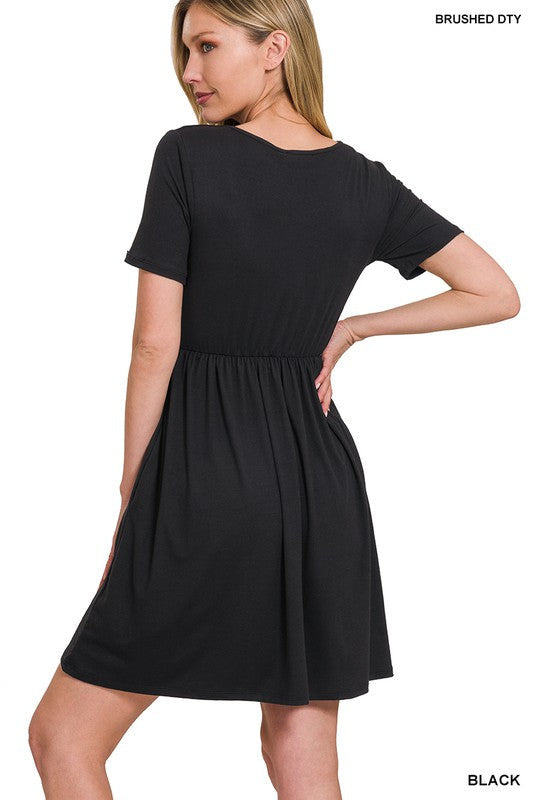 Brushed DTY Buttery Soft Fabric Surplice Dress (Multiple Colors)