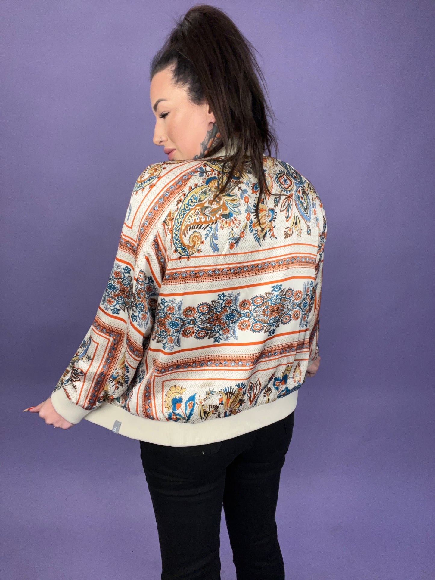 Blue B - Reversible Satin Paisley Bomber Jacket