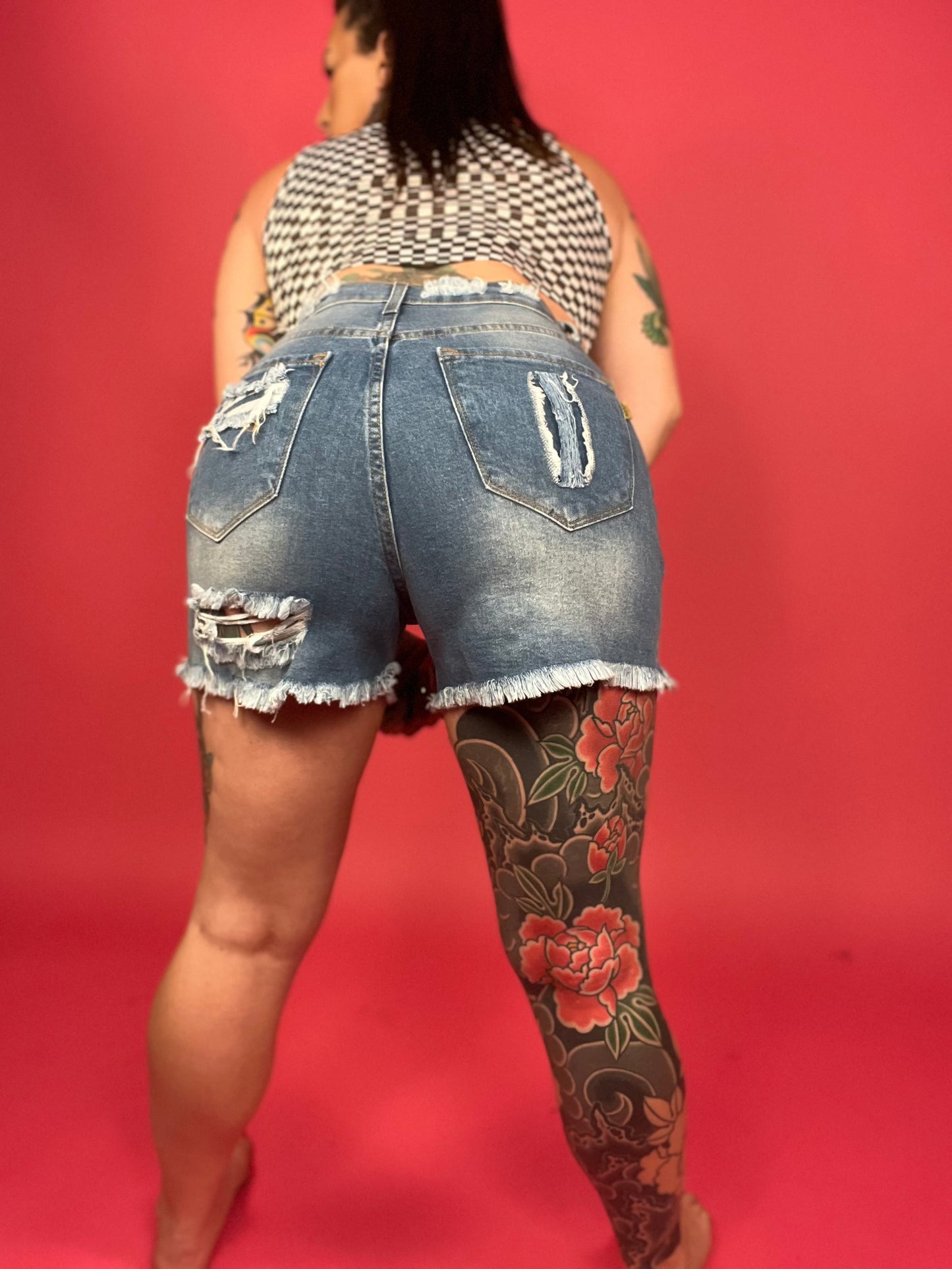 Vibrant M.I.U. Distressed Denim Short - BP