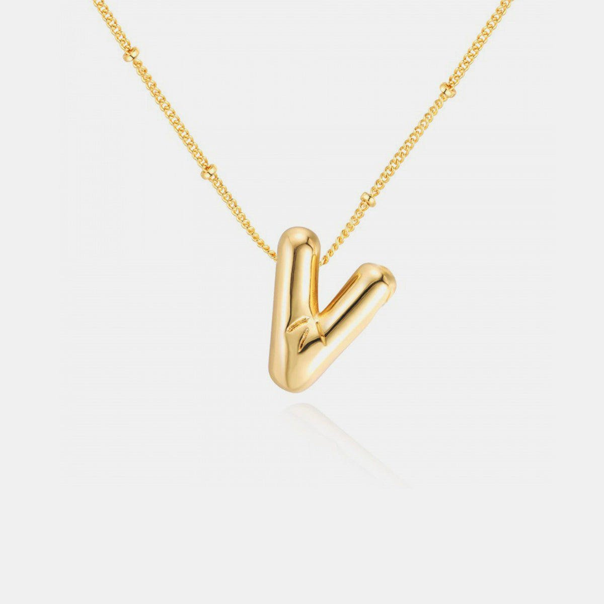 (T-Z) What’s My Name Gold-Plated Bubble Initial Necklace