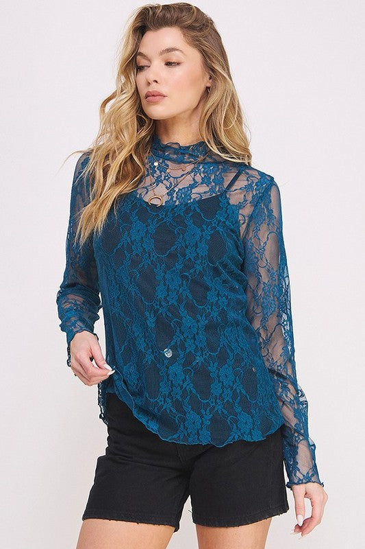 Curvy Mesh Floral print top (Multiple Colors) - BP