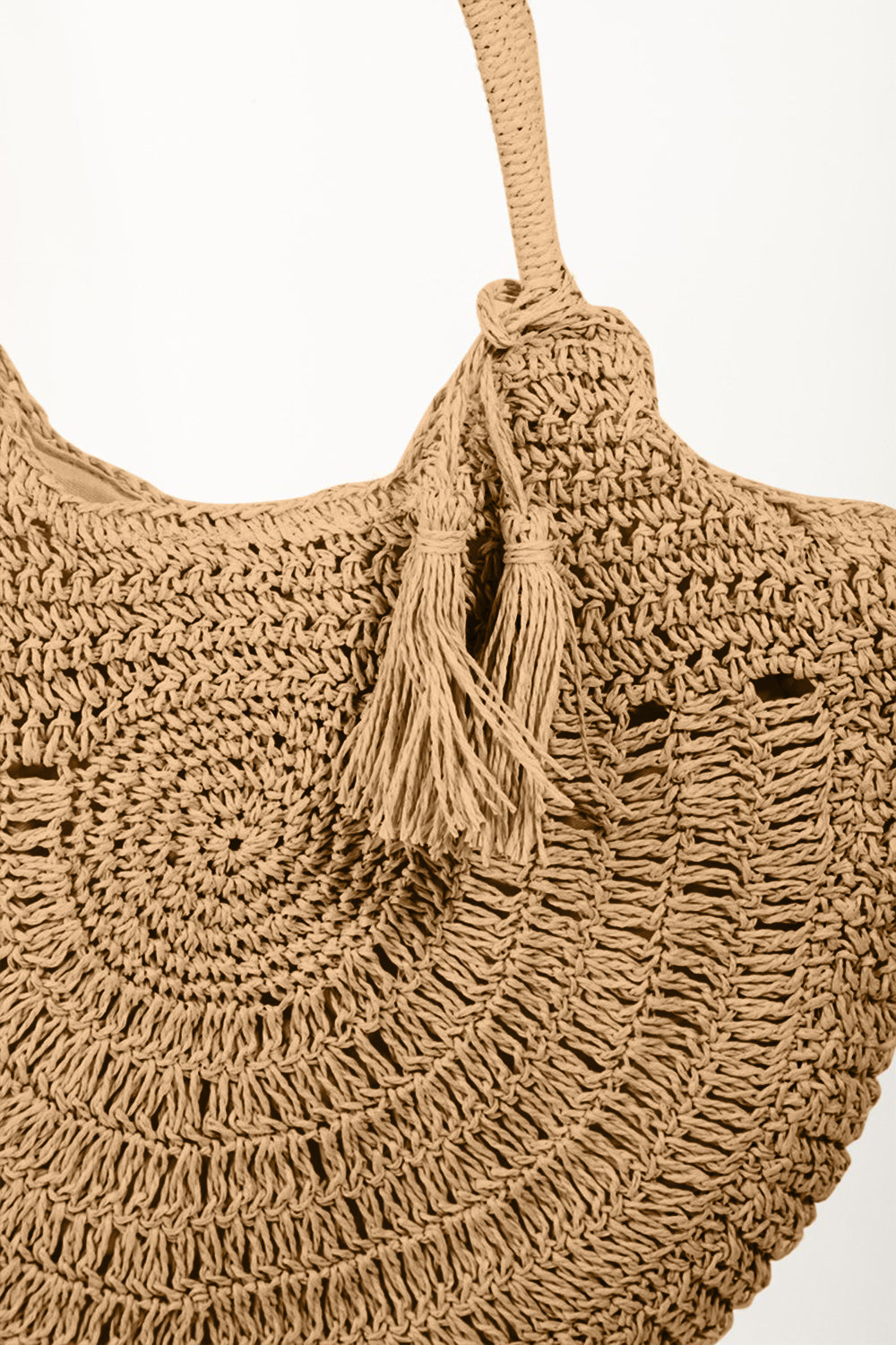 Chic At The Beach Straw Braided Tote Bag with Tassel - BP