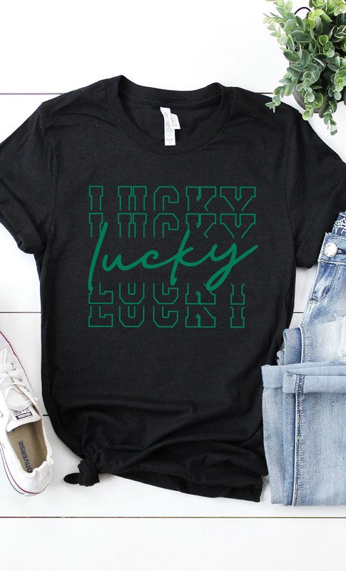 CURVY - Vintage Lucky Graphic Tee PLUS (MULTIPLE COLORS) - BP