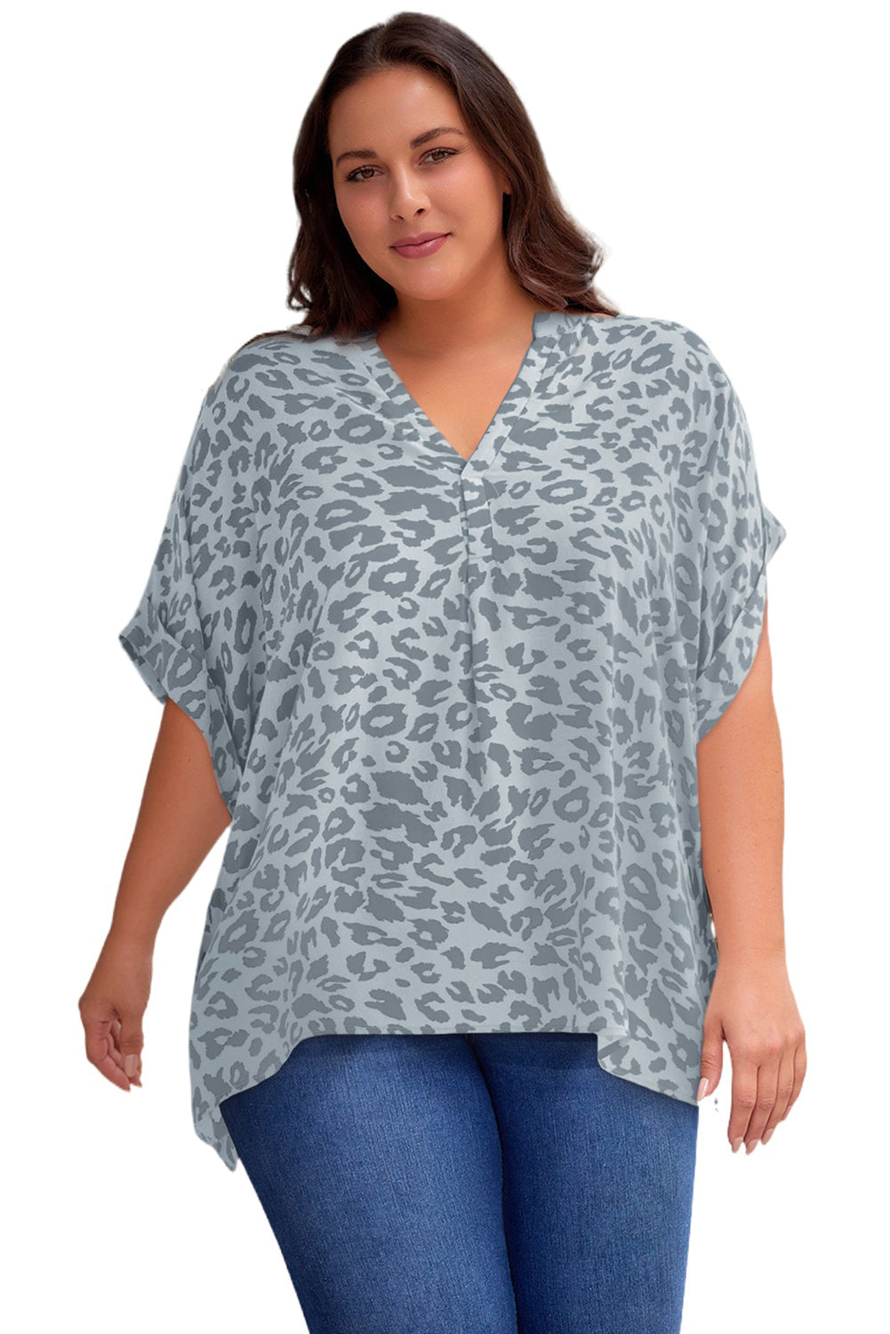 (1X-3X) Ratings Up Notched Neck Half Sleeve Top (Multiple Prints) - BP