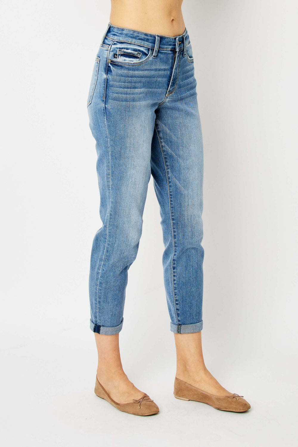 (0-24W) Sampson Judy Blue Cuffed Hem Low Waist Slim Jeans