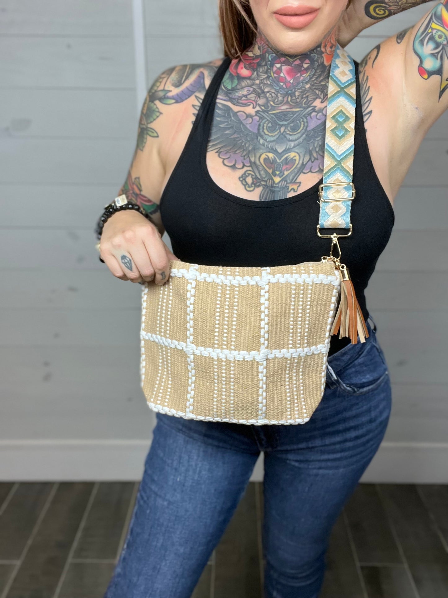 On My Own Path Woven Crossbody Bag