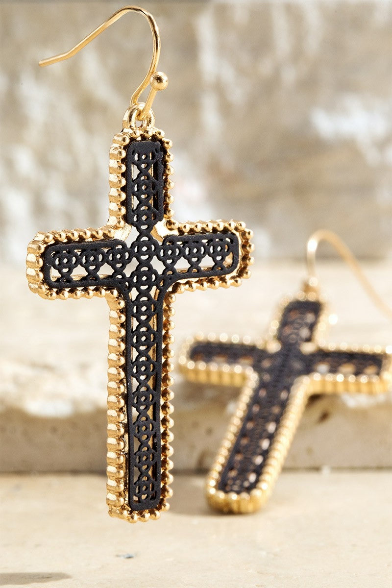 He Is Risen Plated Cross Earrings