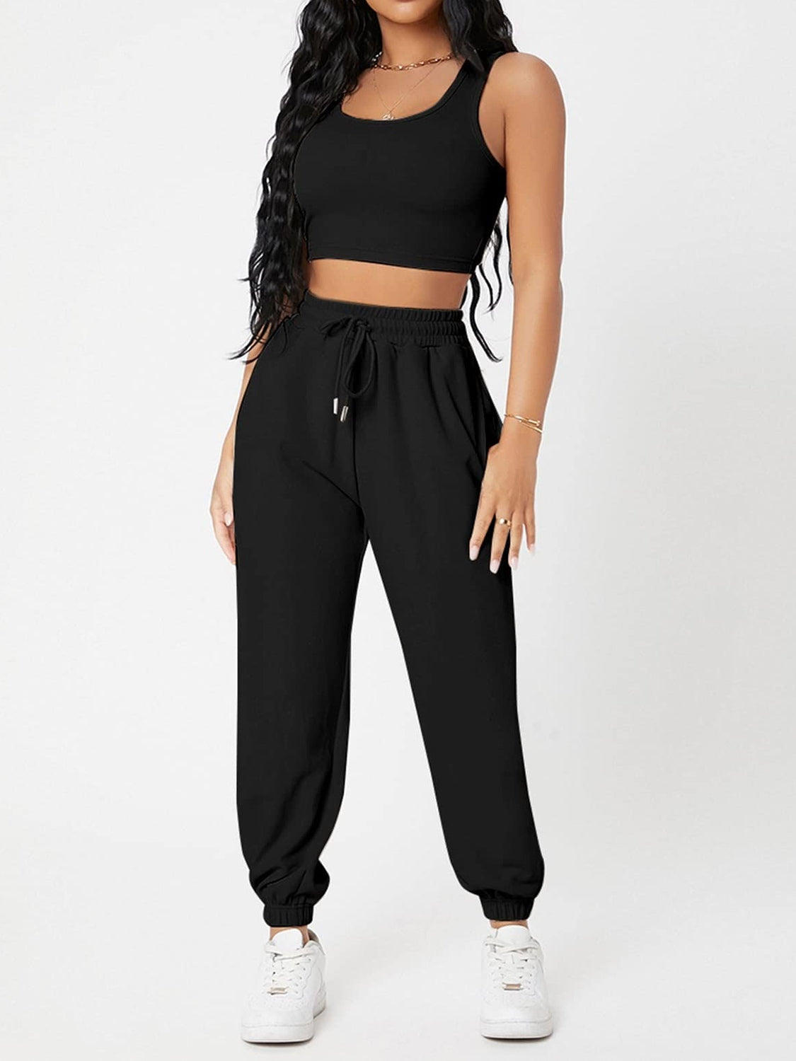 Snagged Your Attention Wide Strap Top and Drawstring Joggers Set (Multiple Colors)