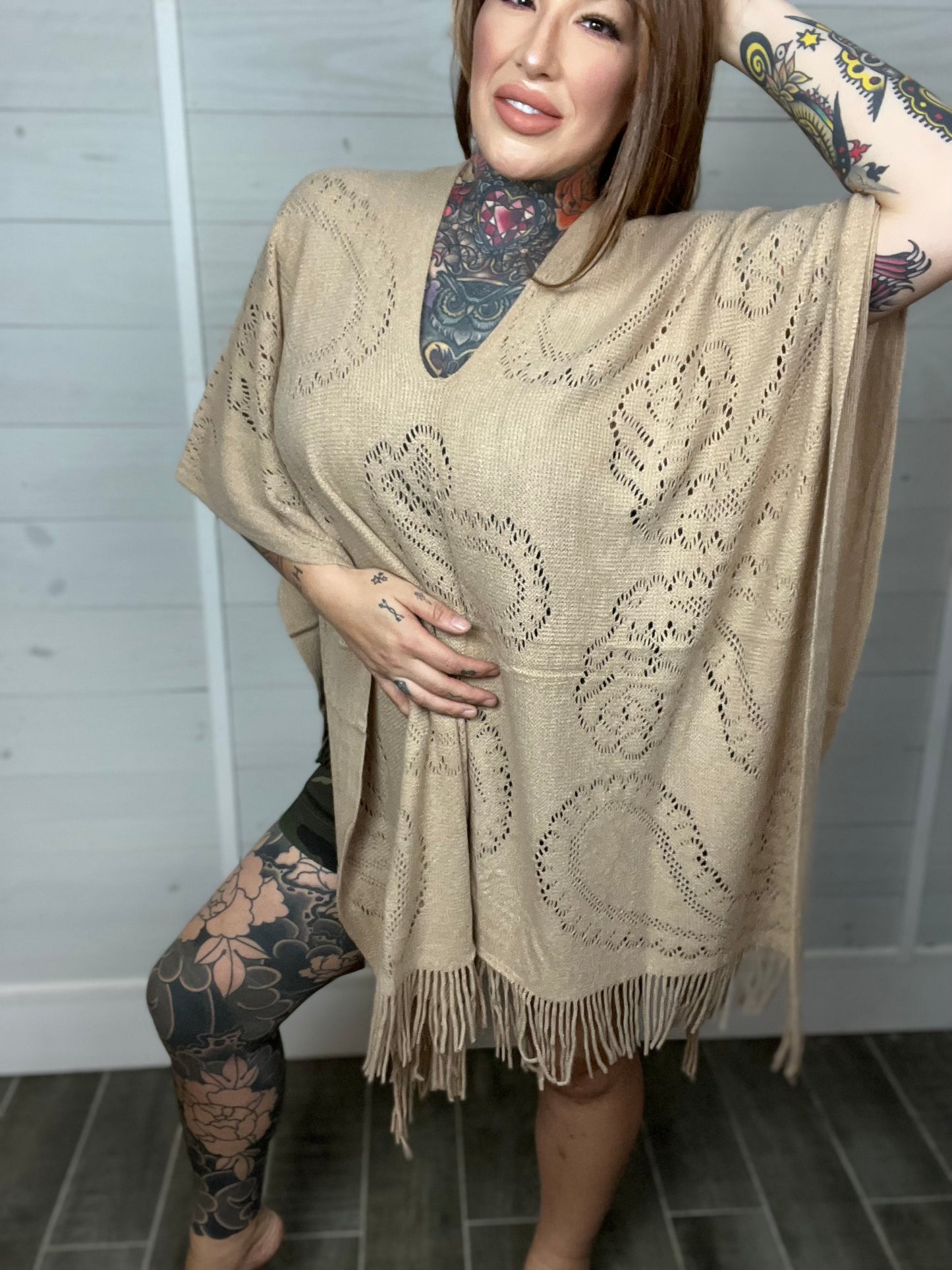 Warm Your Heart Paisley Fringe Poncho