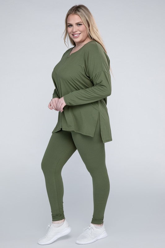 CURVY - Brushed DTY Microfiber Loungewear Set (MULTIPLE COLORS) - BP