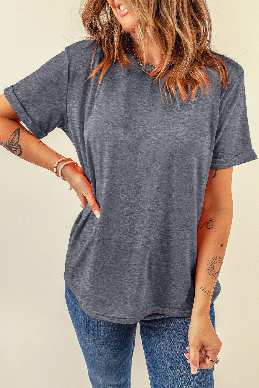 (S-2X) Basic Bishes Round Neck Short Sleeve T-Shirt (Multiple Colors)