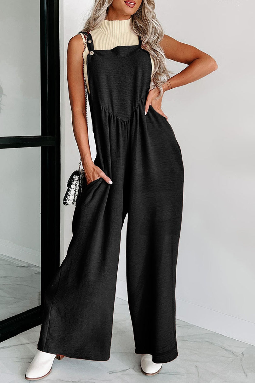 Fiction At It's Finest Square Neck Wide Strap Jumpsuit (Multiple Colors) - BP