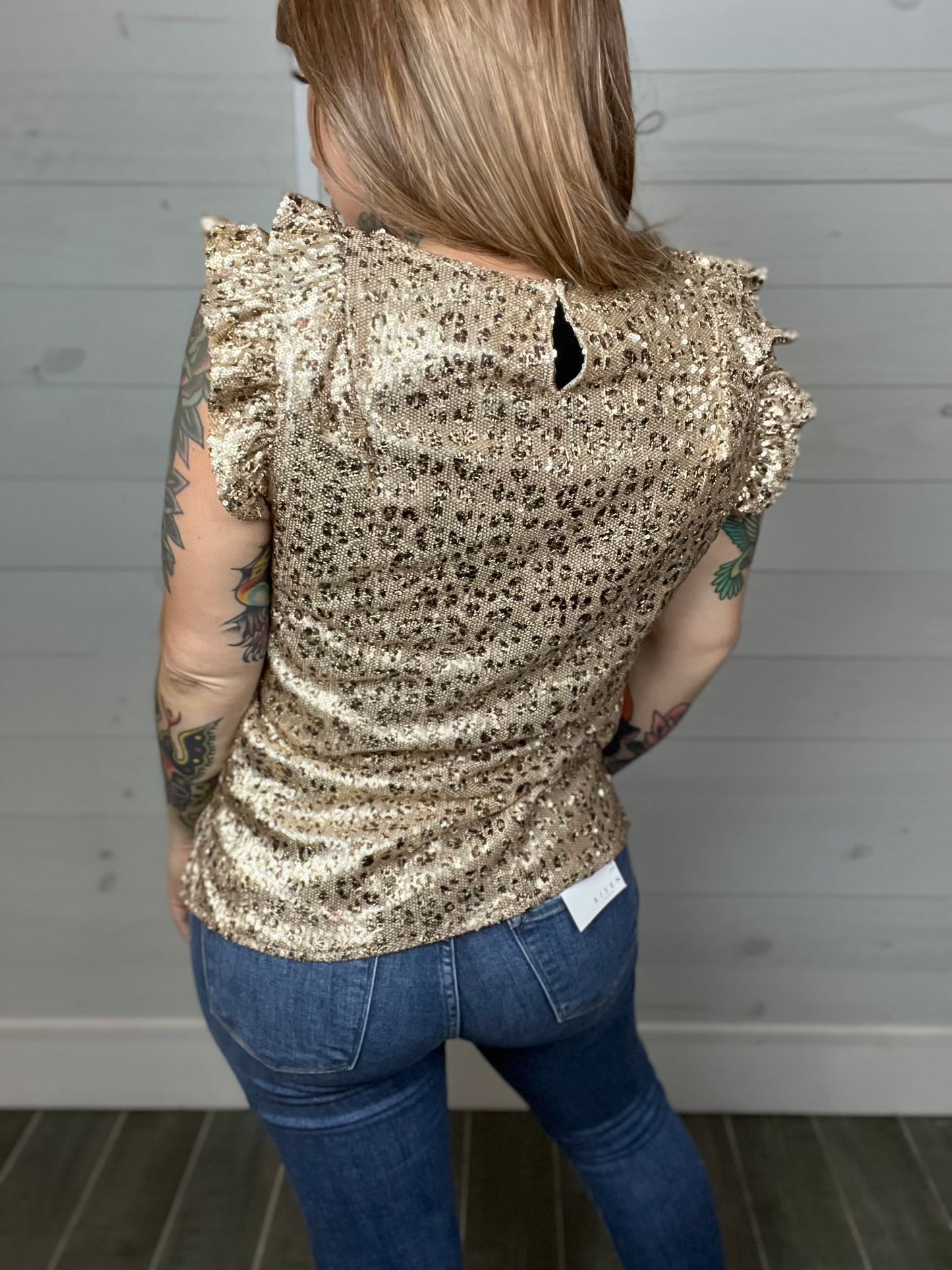 Looking So Innocent Sequin Leopard Top