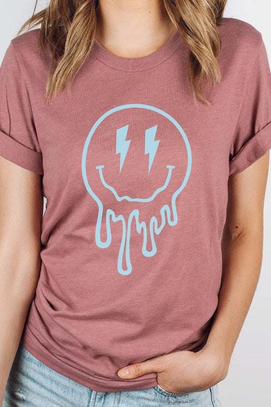 Lightning Bolt Melting Smiley Face Graphic Tee (MULTIPLE COLORS) - BP