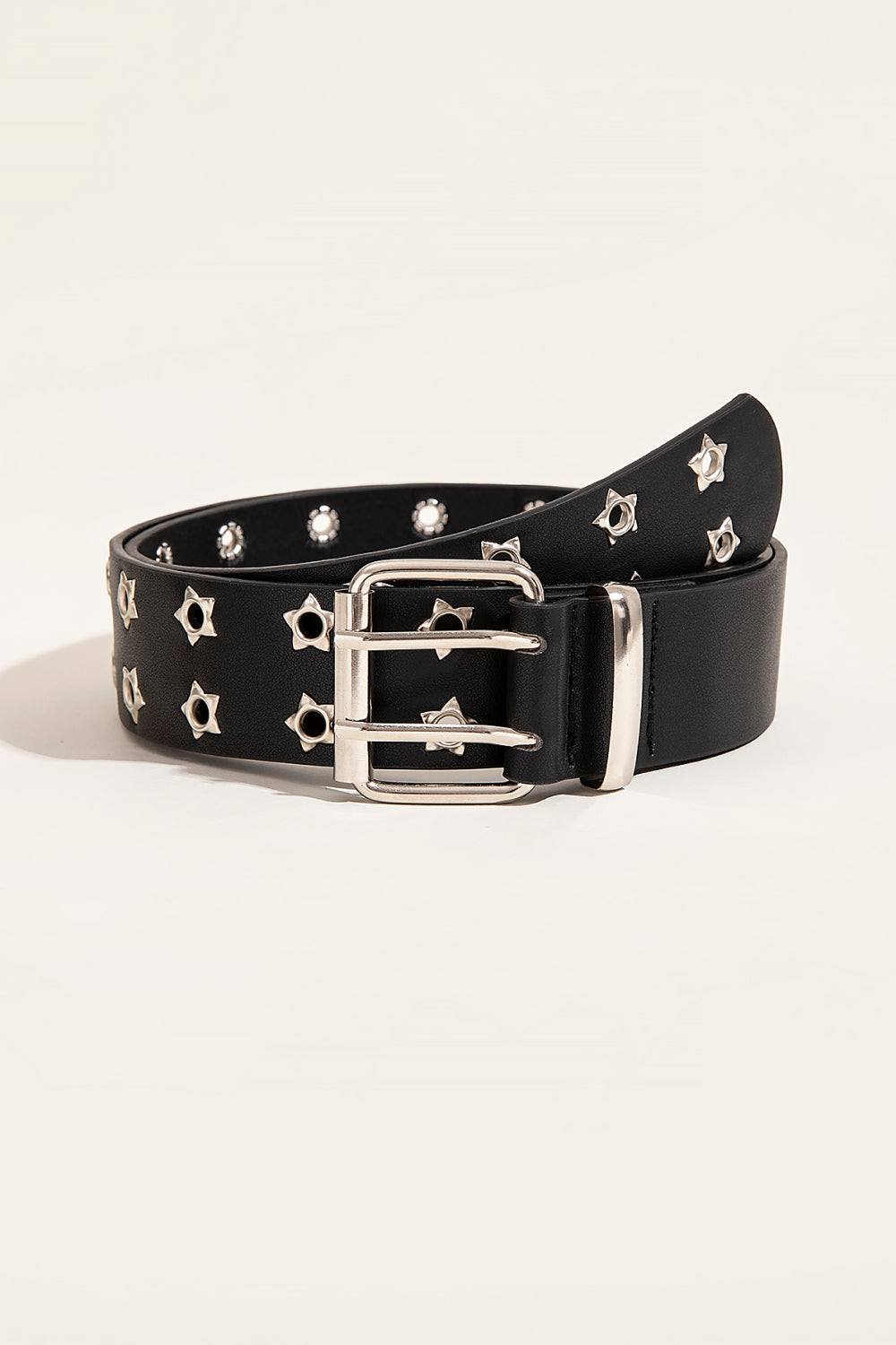 Wishing For You Double Row Star Grommet PU Leather Belt