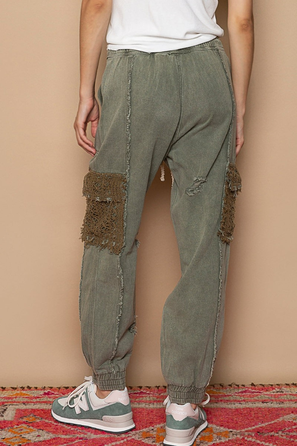 Jumping Jupiter (POL) Distressed Cargo Denim Jogger with Crochet Pockets