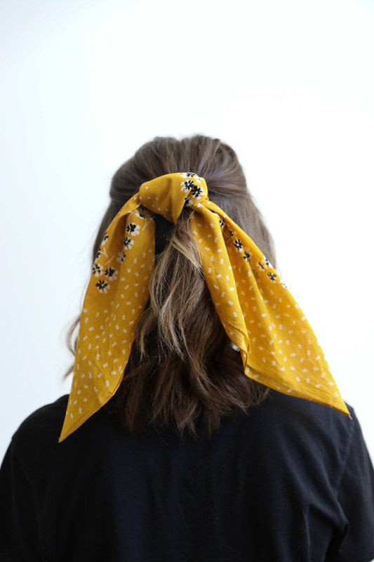 Dot and Floral Border Bandana Scarf